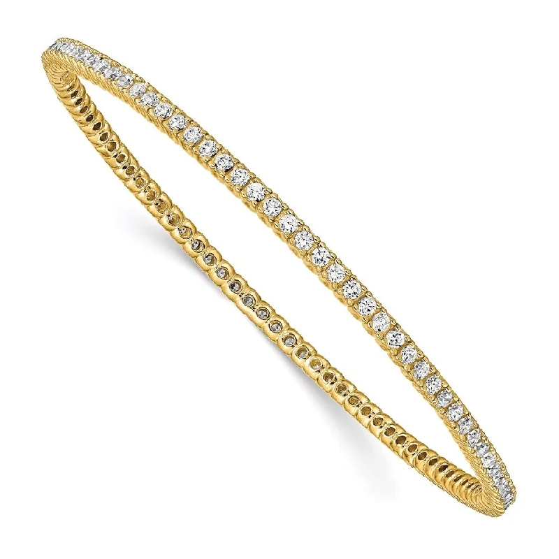 Women’s beaded bangle bracelets-925 Sterling Silver Gold-tone 93 Stone Cubic Zirconia Bangle Bracelet