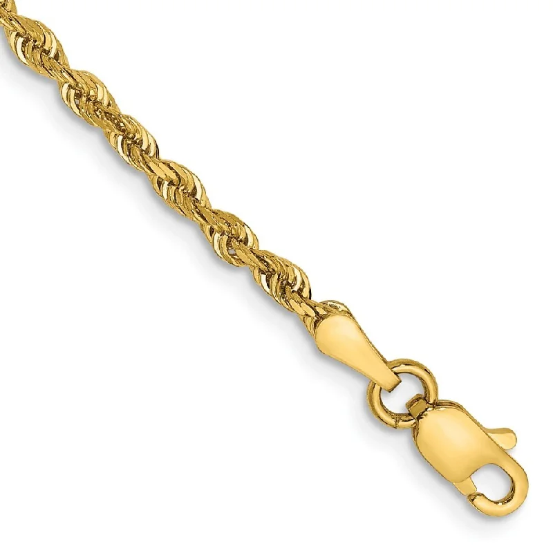 Women’s chunky bracelets-14k Yellow Gold 2.25mm Diamond-Cut Quadruple Rope Chain Bracelet, 7"