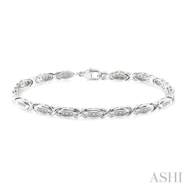 Women’s delicate bracelets-1/6 Ctw 'X' Shape Single Cut Diamond Bracelet in Sterling Silver