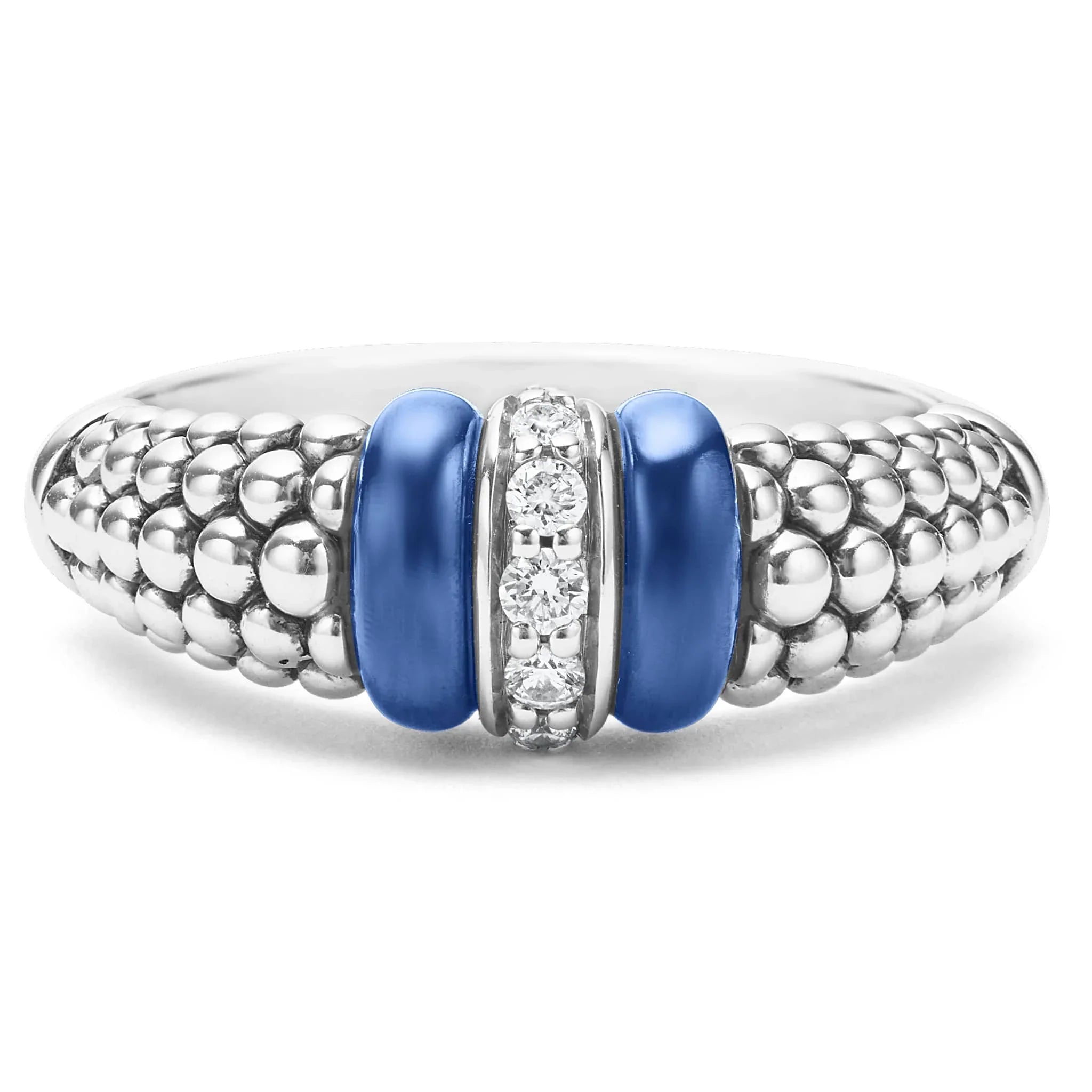 Women’s sapphire engagement rings-Ceramic and Diamond Caviar Ring