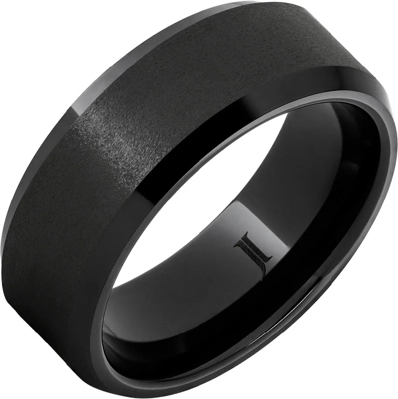 Women’s cocktail rings-Black Diamond Ceramic™ Ring Stone Finish Center and Beveled Edges