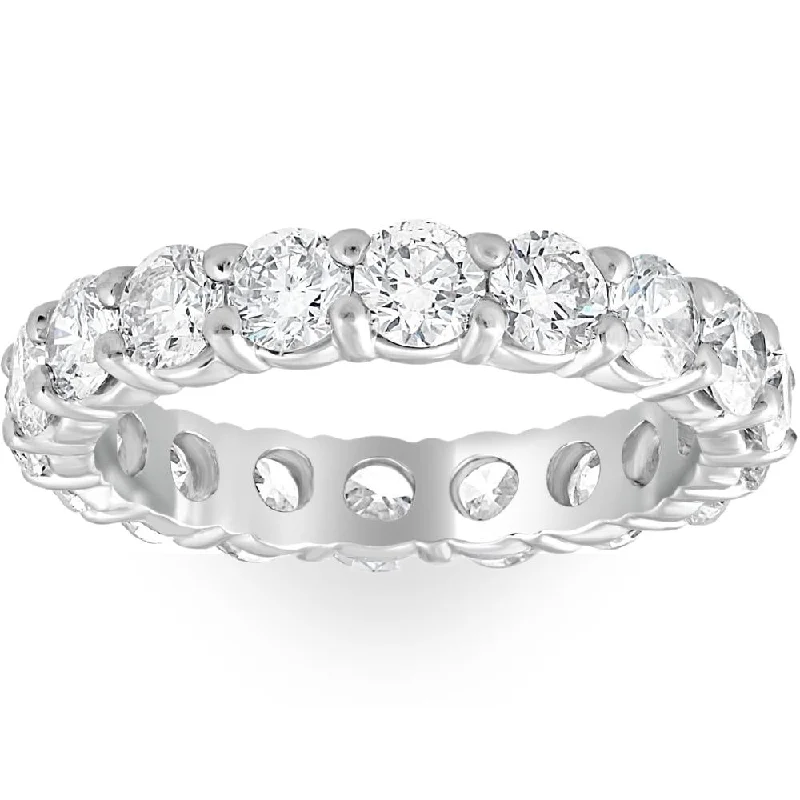 Women’s custom engagement rings-Platinum 3ct Round Diamond Eternity Wedding Ring