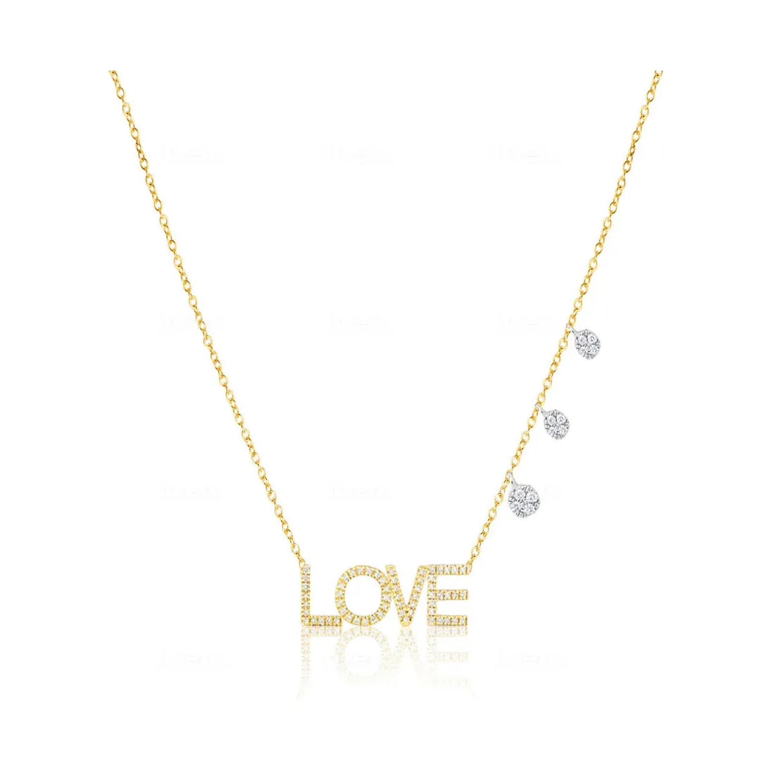 Women’s gemstone necklaces-Meira T Diamond  LOVE Necklace with Off Cantered Diamond Charms