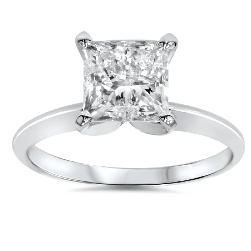 Women’s oval diamond engagement rings-1ct Solitaire Diamond Ring 14K White Gold