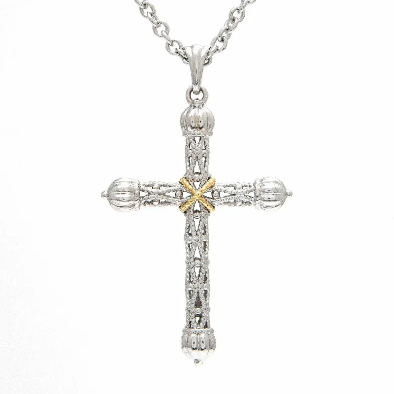 Women’s layered gold necklaces-Andrea Candela 18K Silver Cross Necklace