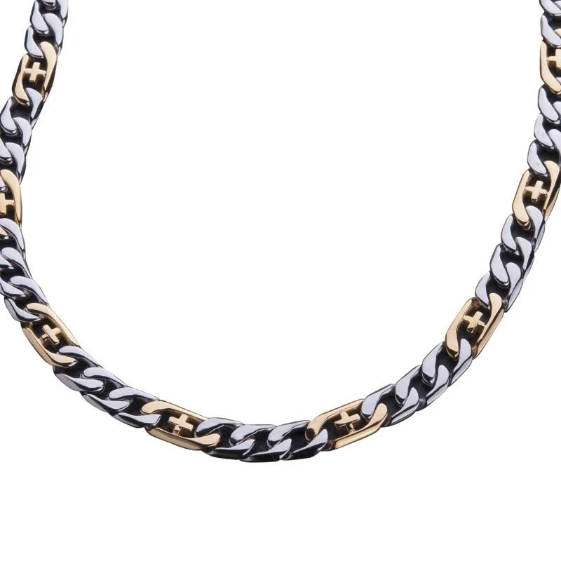 Women’s vintage necklaces-Belmont Two Tone Steel Necklace