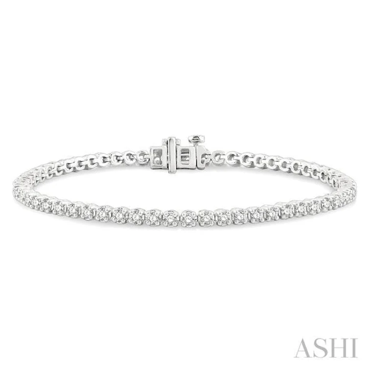 Women’s matching bracelet sets-2 ctw Round Cut Diamond Tennis Bracelet in 14K White Gold