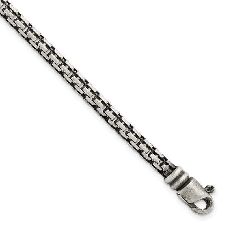 Women’s wrap bracelets-Sterling Silver Brushed Antiqued Bismarck Chain Bracelet-WBC-QG5726-8.5