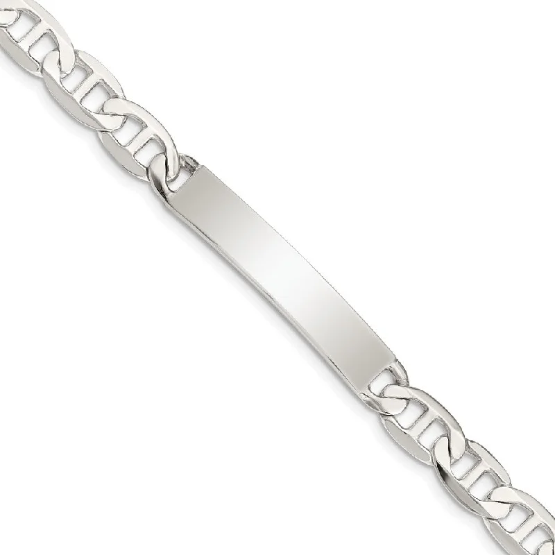 Women’s twisted bracelets-Sterling Silver Polished Engraveable Anchor Link ID Bracelet-WBC-QID141-7