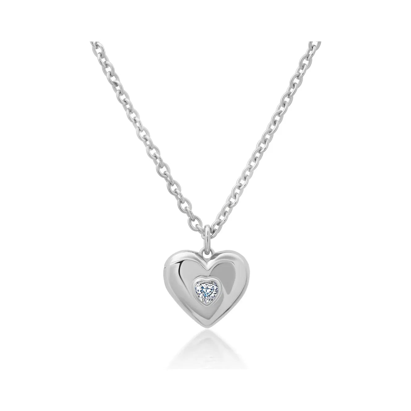 Women’s nature-inspired necklaces-CRISLU Adore Bubble Heart Necklace in Silver