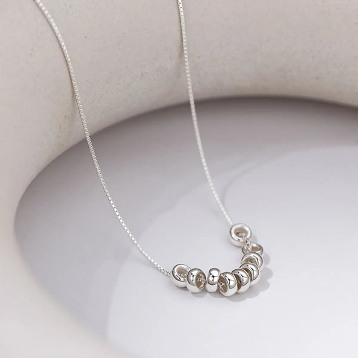 Women’s long chain necklaces-Ins Style Round Solid Color Silver Plated Women's Necklace