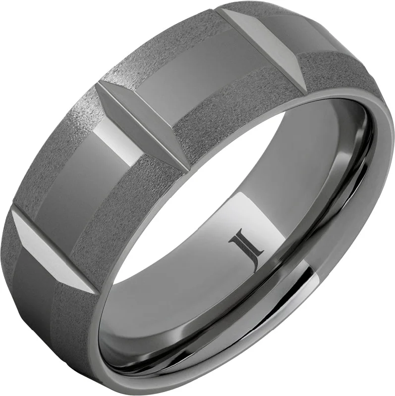 Women’s fashion statement rings-Rugged Tungsten Beveled Dome Ring