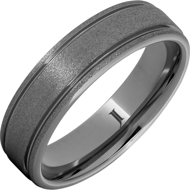 Women’s custom engagement rings-Rugged Tungsten™ Ring with Stone Finish