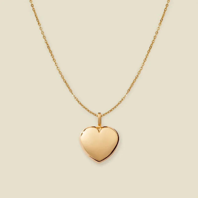 Women’s handmade gold necklaces-Puffy Heart Charm Necklace