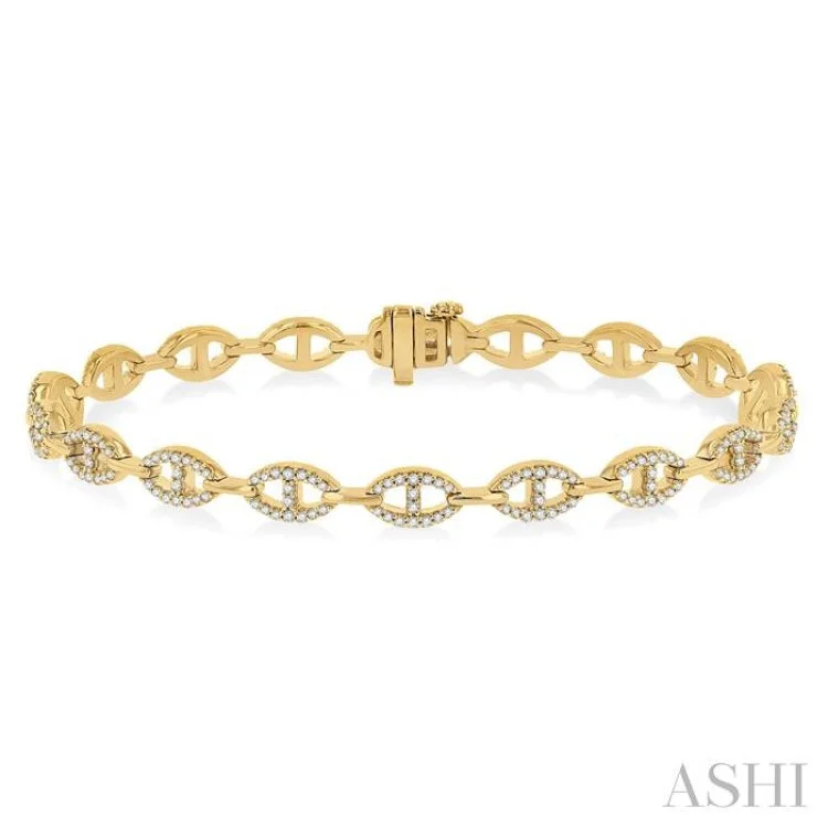 Women’s eternity bracelets-1 ctw Divided Open Link Round Cut Diamond Bracelet in 14K Yellow Gold