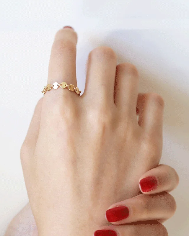 Women’s gold rings-Disc Chain Ring