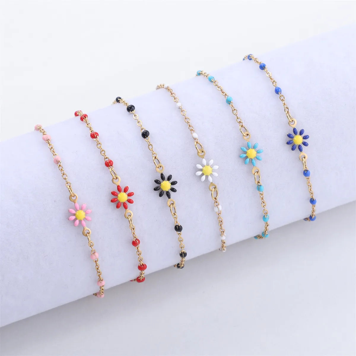 Women’s gold bracelets-Cute Sweet Flower 304 Stainless Steel Bracelets In Bulk