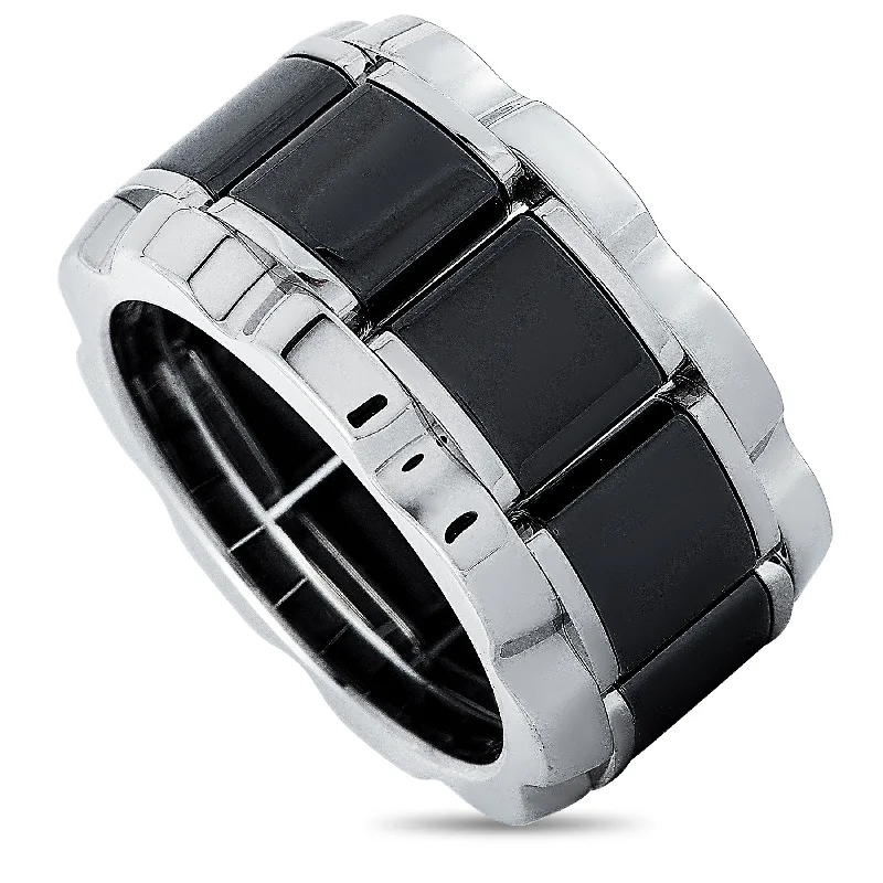 Women’s personalized engagement rings-Tag Heuer Stainless Steel and Ceramic ~0.007 ct Diamond Ring