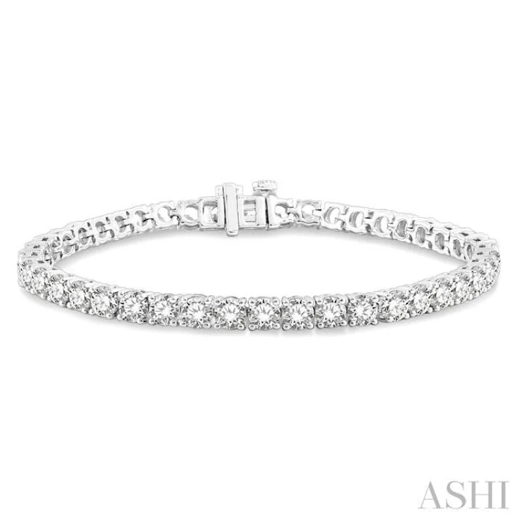 Women’s silver gemstone bracelets-9 ctw Round Cut Diamond Tennis Bracelet in 14K White Gold