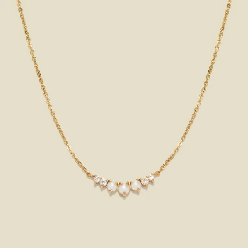 Women’s diamond necklaces-Crescent Pearl Necklace