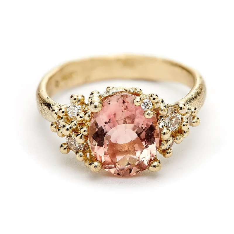 Women’s large engagement rings-Ruth Tomlinson | Pink Tourmaline and Diamond Ring with Granules