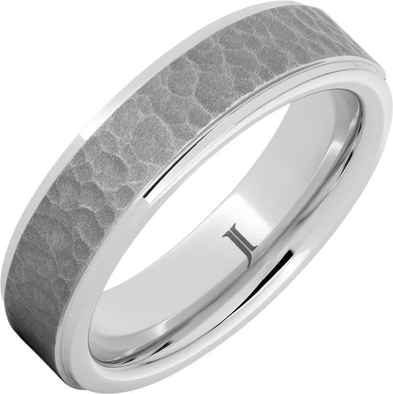 Women’s gold diamond rings-Serinium® Men's Moon Crater Ring with Sandblast Finish