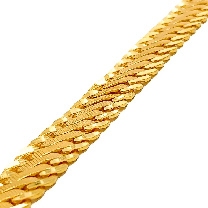 Women’s luxury bangles-Unique Dual Link 22K Gold Men's Bracelet