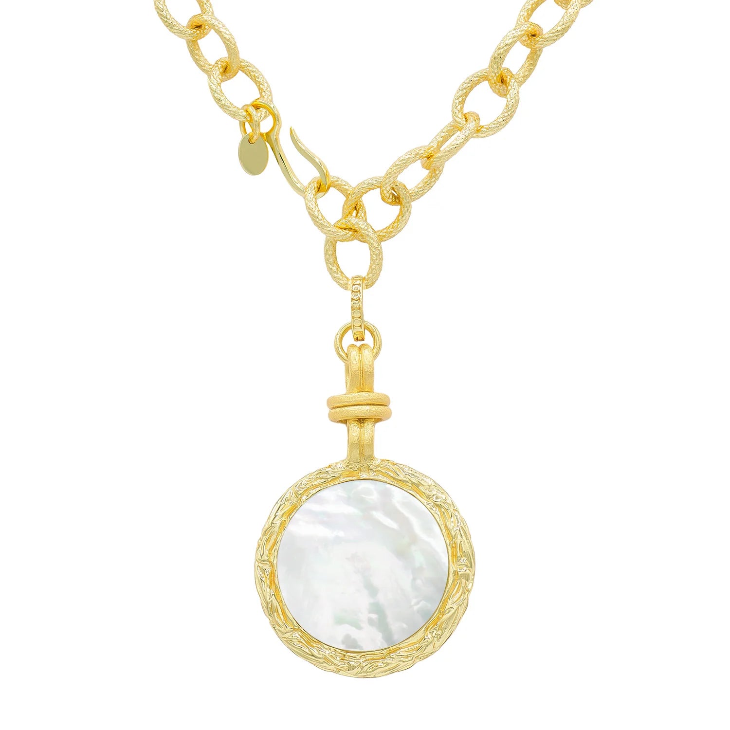 Women’s personalized charm necklaces-Marcia Moran Bay Pendant-Lemon Quartz, Tanzanite, Mother of Pearl-Aqua