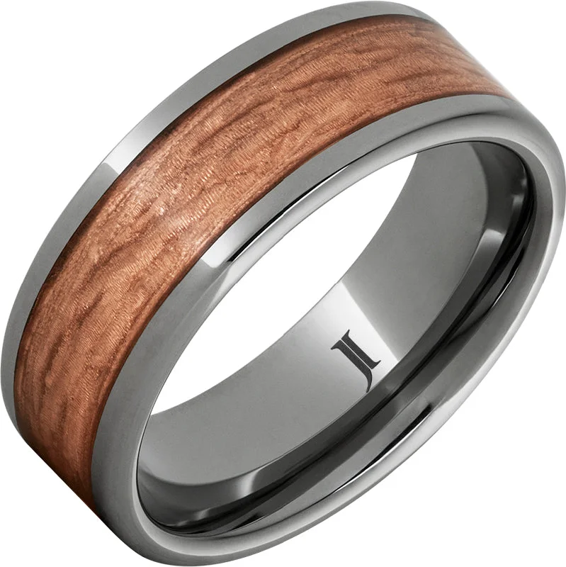 Women’s round-cut diamond rings-Rugged Tungsten™ Bark Carved Copper Inlay Ring