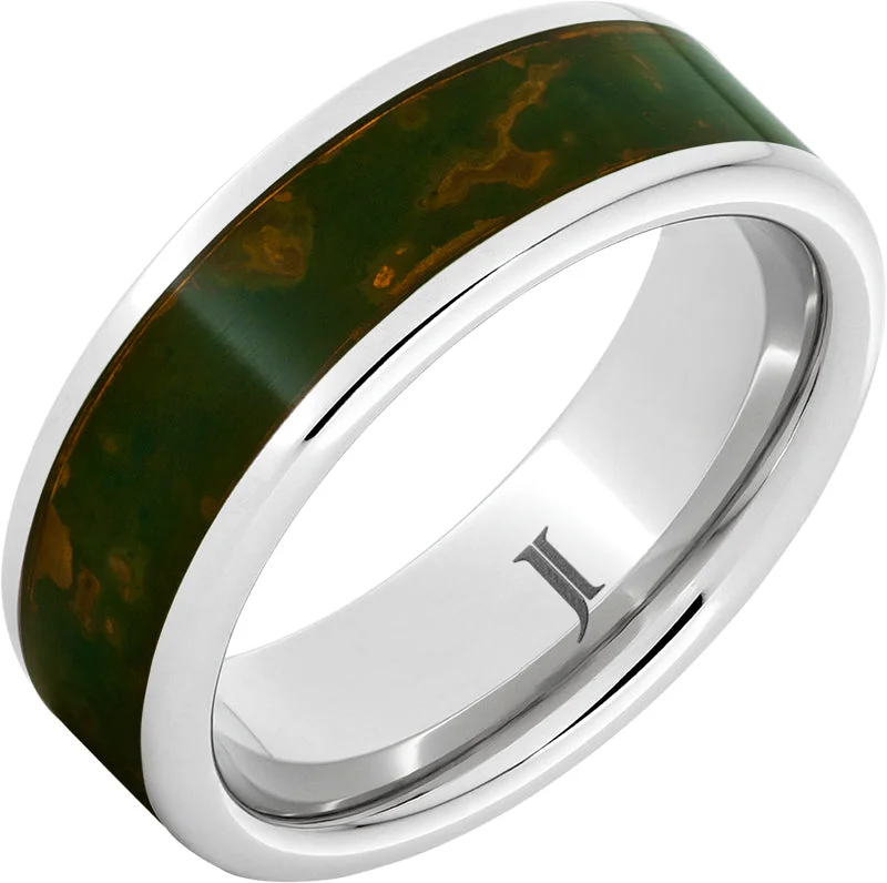 Women’s custom engraved rings-Serinium® Royal Copper™ Ring with Dark Green Patina