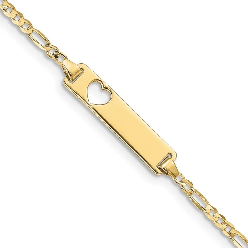 Women’s infinity bangles-10k Yellow Gold Figaro Link ID Bracelet, 7" (W-5.01mm)