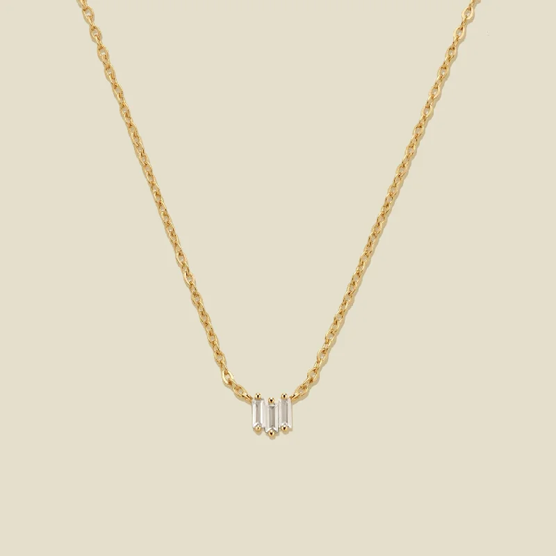 Women’s short necklaces-CZ Baguette Necklace | Final Sale