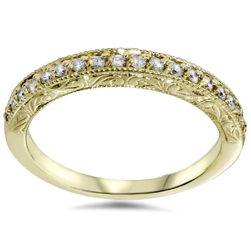 Women’s engagement rings with custom designs-1/2ct Yellow Gold Diamond Vintage Wedding Ring 14K