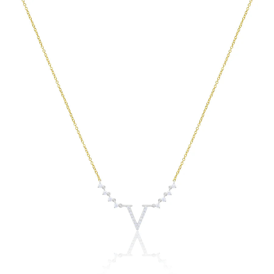 Women’s statement gemstone necklaces-Meira T Two Tone Diamond Initial Necklace